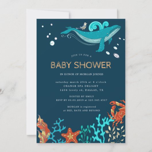 Ocean Party | Uitnodiging tot Baby shower (Voorkant)