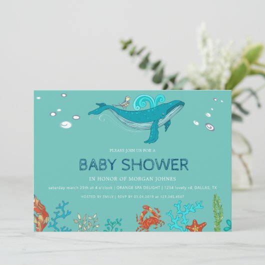 Ocean Party | Uitnodiging tot Baby shower (Staand voorkant)