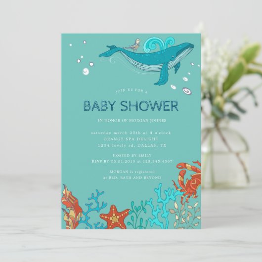 Ocean Party | Uitnodiging tot Baby shower (Staand voorkant)