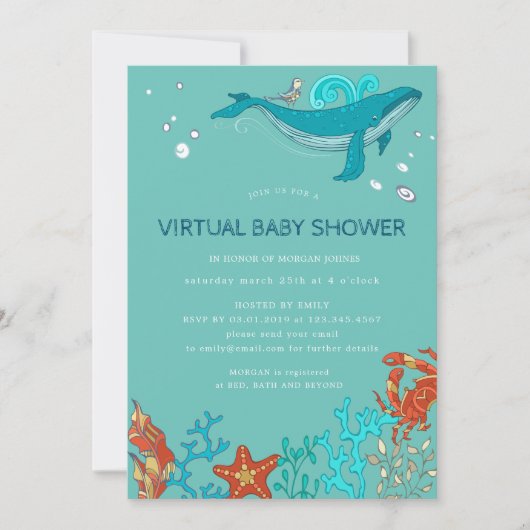 Ocean Party Virtual Baby shower Invitation (Voorkant)