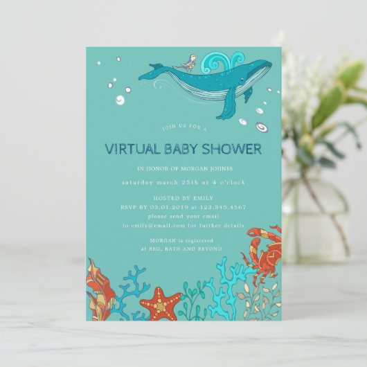 Ocean Party Virtual Baby shower Invitation (Staand voorkant)