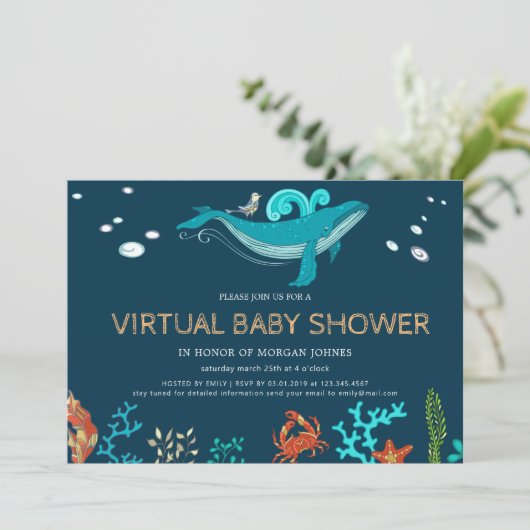Ocean Party Virtual Baby shower Invitation (Staand voorkant)