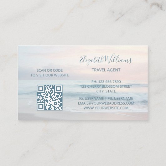 Ocean Pastel Kleuren | QR-code Visitekaartje (Achterkant)