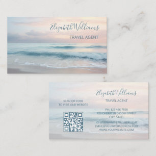 Ocean Pastel Kleuren   QR-code Visitekaartje