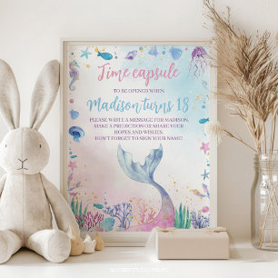 Ocean Pastel Zeemeermin Verjaardag Tijd Capsule Bo Poster