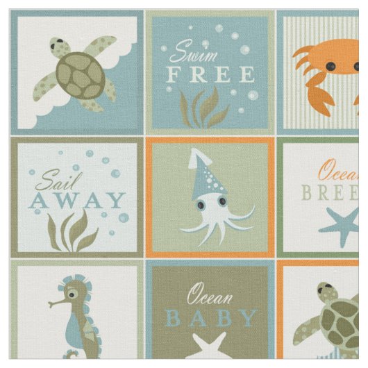 Ocean Patchwork Stof (Close Up)