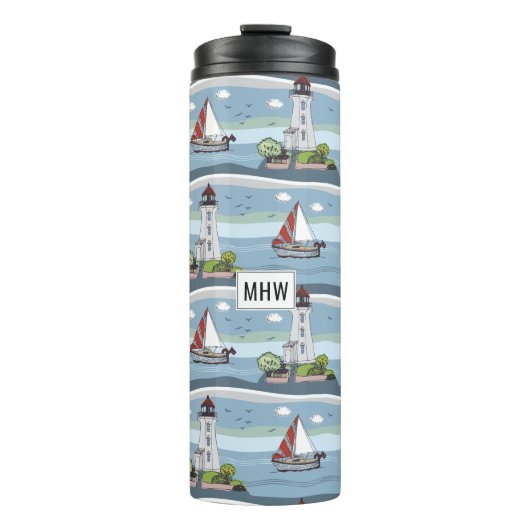 Ocean Pattern aangepaste monogram tumbler Thermosbeker (Voorkant)