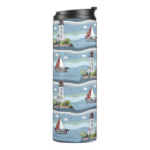 Ocean Pattern aangepaste monogram tumbler Thermosbeker (Gedraaid links)