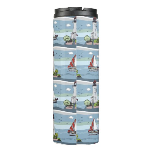 Ocean Pattern aangepaste monogram tumbler Thermosbeker (Achterkant)