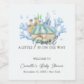 Ocean Pearl onder het Zee Baby shower Welkom Wijn Etiket (Enkel label)
