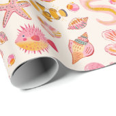 Ocean Pearl Zee Creatures Birthday Baby shower Cadeaupapier (Rol Hoek)