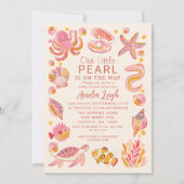 Ocean Pearl Zee Creatures Pink Girl Baby shower Kaart (Voorkant)