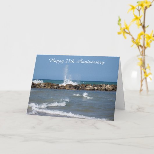 Ocean Personalized 25th Wedding Jubileum Kaart (Gele Bloem)