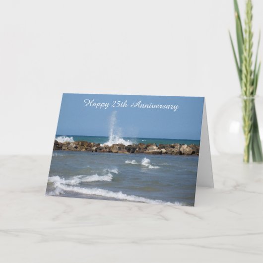 Ocean Personalized 25th Wedding Jubileum Kaart (Voorkant)