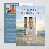 Ocean Photo 2-Page Funeral Program Programmakaart (Voorkant / Achterkant)