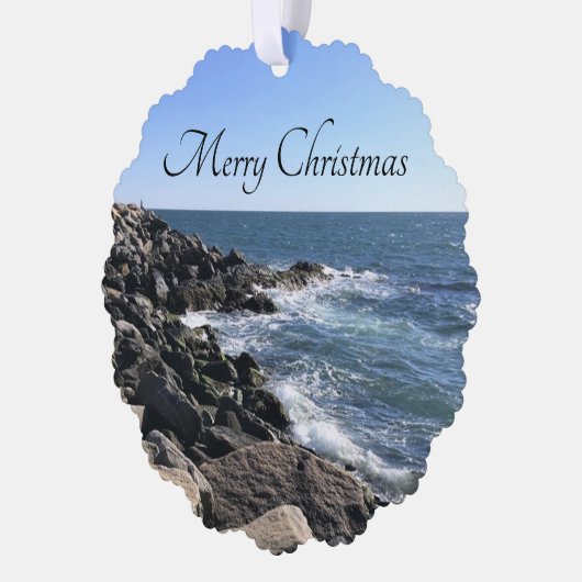 Ocean Photo Bedankt Klant Vrolijk Kerstfeest Ornament Kaart (Links)