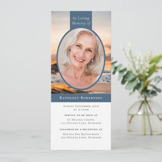 Ocean Photo Begrafenis Digitale uitnodiging (Staand voorkant)