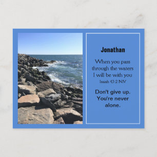 Ocean Photo Bible Verse Aanmoediging blauw Briefkaart