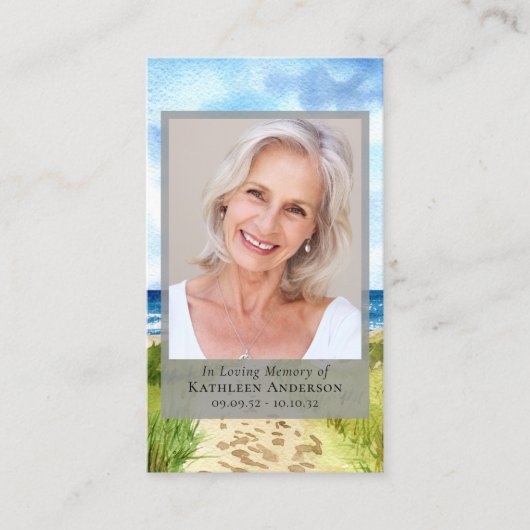 Ocean Photo Funeral Memorial Prayer Kaart Contactkaartje (Voorkant)