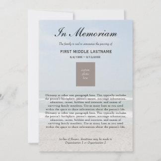 Ocean Photo Obituary Death Announding Aankondiging