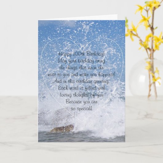 Ocean Photography Personalized 100th Birthday Kaart (Gele Bloem)