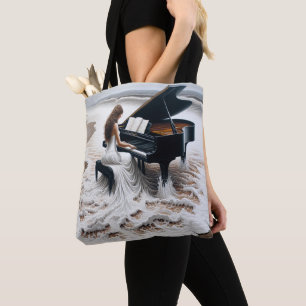 Ocean Pianist Spelen Een Grote Pianol Tote Bag