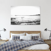Ocean Pier Black & White, extra groot canvas afdru (Insitu (Slaapkamer))