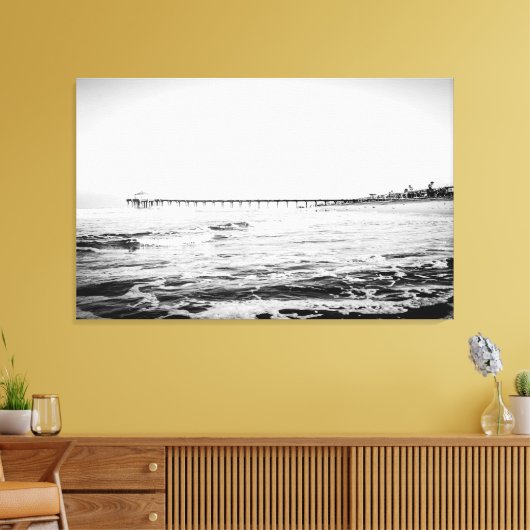 Ocean Pier Black & White, extra groot canvas afdru (Insitu (Woonkamer))