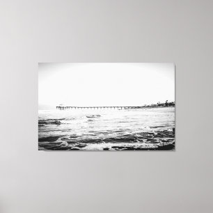 Ocean Pier Black & White, extra groot canvas afdru