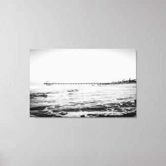 Ocean Pier Black & White, extra groot canvas afdru Afdruk