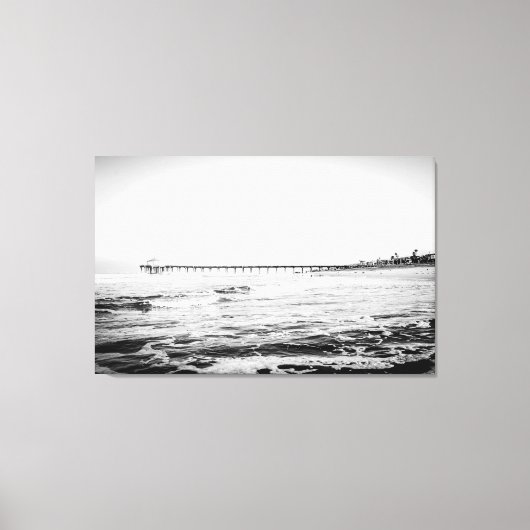 Ocean Pier Black & White, extra groot canvas afdru Afdruk (Voorkant)