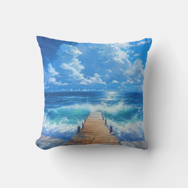Ocean Pier en Sky Outdoor Kussen (Voorkant)