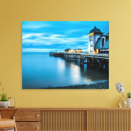 Ocean Pier Lights – Tranquil Evening Reflections Canvas Afdruk