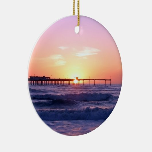 Ocean Pier op Sunset Keramisch Ornament (Rechts)