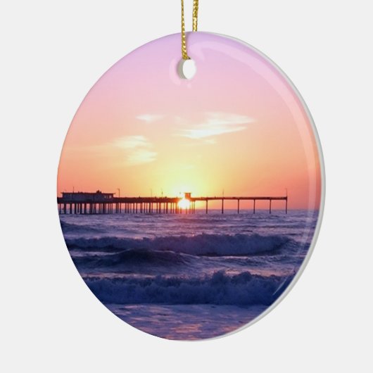 Ocean Pier op Sunset Keramisch Ornament (Links)