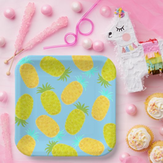 Ocean Pineapples Pattern Papieren Bordje (Feest)