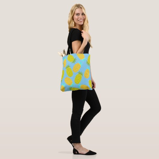 Ocean Pineapples Pattern Tote Bag (Op model)