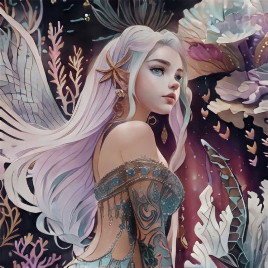 Ocean Pink Bourgondië Waterverf Zeemeermin Rugzak