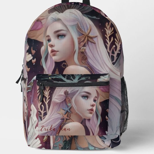 Ocean Pink Bourgondië Waterverf Zeemeermin Rugzak