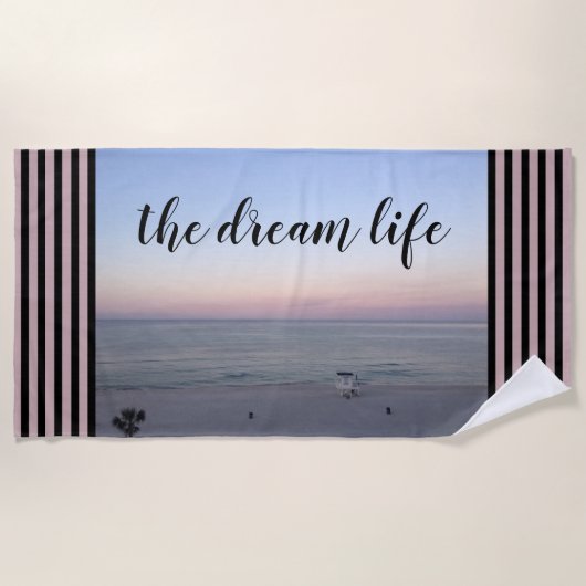 Ocean Pink Sunrise Dream Life Strandlaken (Voorkant)