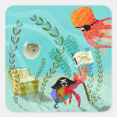 Ocean Pirate Crab and Octopus Sticker (Voorkant)
