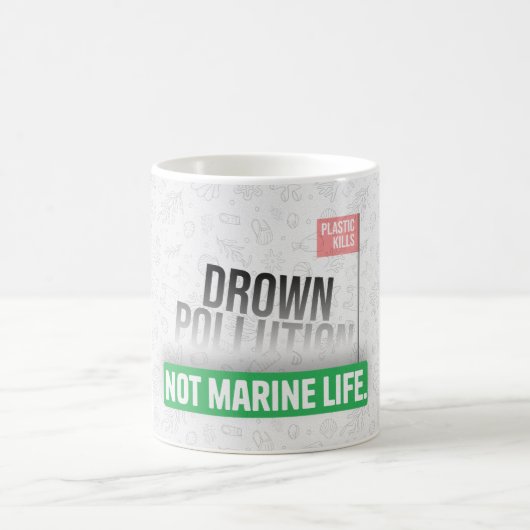 Ocean Plastic Pollution Awareness-typografie Koffiemok (Center)