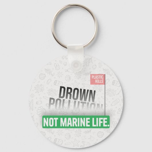 Ocean Plastic Pollution Awareness-typografie Sleutelhanger (Voorkant)