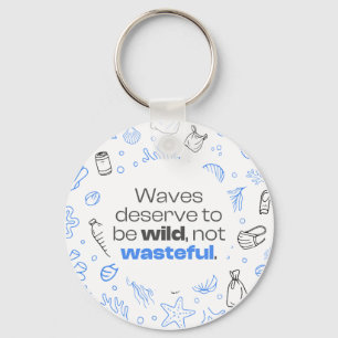 Ocean Pollution Awareness Quote met Marine Doodle Sleutelhanger