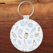 Ocean Pollution Awareness Quote met Marine Doodle Sleutelhanger (Achterkant)