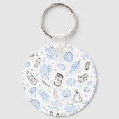 Ocean Pollution Awareness Quote met Marine Doodle Sleutelhanger (Achterkant)