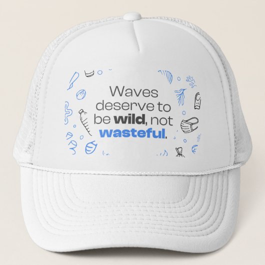 Ocean Pollution Awareness Quote met Marine Doodle Trucker Pet (Voorkant)