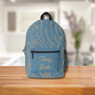 Ocean Print Rugzak – Handgetekende Golven & Koraal