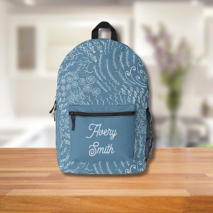 Ocean Print Rugzak – Handgetekende Golven & Koraal