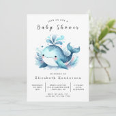 Ocean Printable Whale Baby shower Kaart (Staand voorkant)